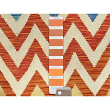 Load image into Gallery viewer, 6&#39;6&quot;x9&#39;3&quot; Colorful, Afghan Kilim with Zig Zag Pattern Flat Weave, Veggie Dyes Organic Wool Hand Woven, Reversible Oriental Rug FWR489510