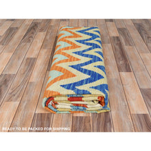 Load image into Gallery viewer, 6&#39;6&quot;x9&#39;3&quot; Colorful, Afghan Kilim with Zig Zag Pattern Flat Weave, Veggie Dyes Organic Wool Hand Woven, Reversible Oriental Rug FWR489510