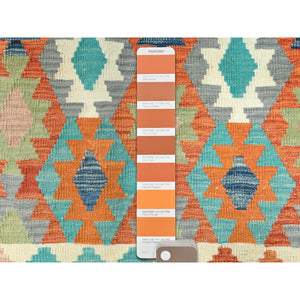 10'4"x16'1" Colorful, Hand Woven Afghan Kilim with Geometric Design, Flat Weave Veggie Dyes Organic Wool, Reversible Oversized Oriental Rug FWR489558