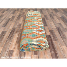 Load image into Gallery viewer, 10&#39;4&quot;x16&#39;1&quot; Colorful, Hand Woven Afghan Kilim with Geometric Design, Flat Weave Veggie Dyes Organic Wool, Reversible Oversized Oriental Rug FWR489558