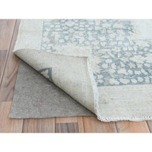 Load image into Gallery viewer, 9&#39;5&quot;x12&#39;6&quot; Ivory Vintage Persian Kerman Hand Knotted Cropped Thin, Worn Wool Shabby Chic Distressed Look Oriental Rug FWR489654