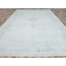 Load image into Gallery viewer, 9&#39;6&quot;x12&#39;9&quot; Ivory Semi Antique Persian Kerman Hand Knotted, Sheared Low, Worn Wool, Shabby Chic, Distressed Look Oriental Rug FWR489666