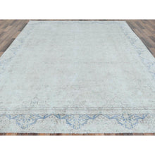 Load image into Gallery viewer, 8&#39;1&quot;x10&#39;9&quot; Ivory Worn Wool, Cropped Thin, Distressed Look, Shabby Chic Vintage Persian Kerman Hand Knotted Oriental Rug FWR489678