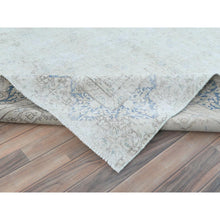 Load image into Gallery viewer, 8&#39;1&quot;x10&#39;9&quot; Ivory Worn Wool, Cropped Thin, Distressed Look, Shabby Chic Vintage Persian Kerman Hand Knotted Oriental Rug FWR489678