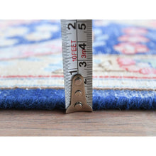 Load image into Gallery viewer, 9&#39;1&quot;x13&quot; Navy Blue Semi Antique Persian Kerman Hand Knotted Sheared Low, Worn Wool, Shabby Chic Distressed Look Oriental Rug FWR489732