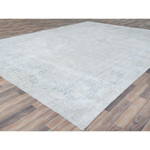 Load image into Gallery viewer, 9&#39;7&quot;x12&#39;10&quot; Ivory Hand Knotted, Sheared Low, Vintage Persian Kerman, Worn Wool, Shabby Chic, Distressed Look, Oriental Rug FWR489750