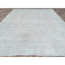 Load image into Gallery viewer, 9&#39;10&quot;x12&#39;7&quot; Faded Pink Hand Knotted Cropped Thin, Worn Wool Shabby Chic Distressed Look Vintage Persian Kerman Oriental Rug FWR489762