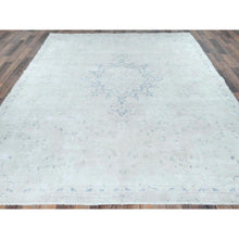 Load image into Gallery viewer, 7&#39;2&quot;x10&#39; Light Blue Old Persian Kerman Hand Knotted Cropped Thin, Worn Wool, Shabby Chic Distressed Look Oriental Rug FWR489792