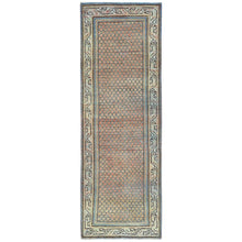 Load image into Gallery viewer, 3&#39;2&quot;x9&#39;4&quot; Light Red, Sheared Low, Vintage Persian Serab with Small Boteh Repetitive Design, Hand Knotted, Distressed, Pure Wool Wide Runner Oriental Rug FWR489876