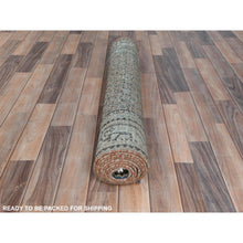 Load image into Gallery viewer, 3&#39;2&quot;x9&#39;4&quot; Light Red, Sheared Low, Vintage Persian Serab with Small Boteh Repetitive Design, Hand Knotted, Distressed, Pure Wool Wide Runner Oriental Rug FWR489876