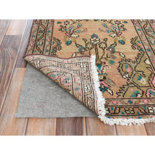 Load image into Gallery viewer, 2&#39;1&quot;x8&#39;9&quot; Apricot Color Shades Vintage Persian Bibikabad with All Over Design, Hand Knotted, Pure Wool, Distressed Look, Cropped Thin Narrow Runner Oriental Rug FWR489918
