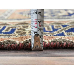 4'x10' Mocha Brown with a Mix of Red Vintage Persian Heriz, Hand Knotted, Abrash, Distressed Look, Cropped Thin, Pure Wool Wide Runner Oriental Rug FWR489954