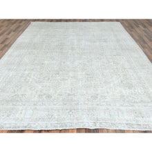 Load image into Gallery viewer, 9&#39;7&quot;x12&#39;3&quot; Ivory, Vintage Persian Tabriz Cropped Thin Distressed Look, Shabby Chic Worn Wool Hand Knotted, Oriental Rug FWR490104