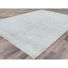 Load image into Gallery viewer, 6&#39;4&quot;x9&#39;4&quot; Ivory, Hand Knotted Vintage Persian Tabriz Cropped Thin, Distressed Look Shabby Chic Worn Wool, Oriental Rug FWR490176