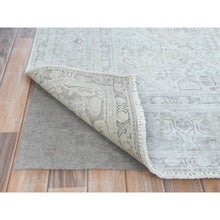 Load image into Gallery viewer, 6&#39;4&quot;x9&#39;4&quot; Ivory, Hand Knotted Vintage Persian Tabriz Cropped Thin, Distressed Look Shabby Chic Worn Wool, Oriental Rug FWR490176