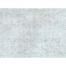 Load image into Gallery viewer, 9&#39;7&quot;x12&#39; Ivory, Shabby Chic Worn Wool Hand Knotted, Vintage Persian Tabriz Cropped Thin Distressed Look, Oriental Rug FWR490212