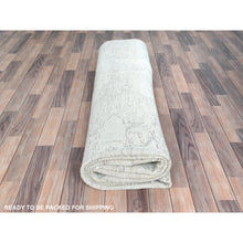 Load image into Gallery viewer, 9&#39;7&quot;x12&#39; Ivory, Shabby Chic Worn Wool Hand Knotted, Vintage Persian Tabriz Cropped Thin Distressed Look, Oriental Rug FWR490212