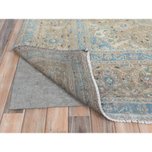 Load image into Gallery viewer, 9&#39;2&quot;x12&#39;8&quot; Peach Color, Vintage Persian Tabriz Sheared Low Distressed Look, Shabby Chic Worn Wool Hand Knotted, Oriental Rug FWR490218