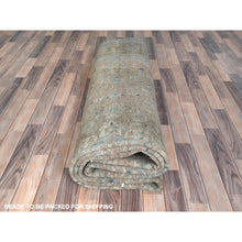 Load image into Gallery viewer, 9&#39;2&quot;x12&#39;8&quot; Peach Color, Vintage Persian Tabriz Sheared Low Distressed Look, Shabby Chic Worn Wool Hand Knotted, Oriental Rug FWR490218