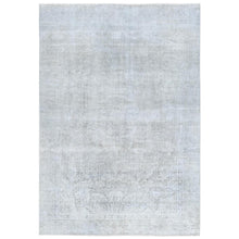 Load image into Gallery viewer, 7&#39;7&quot;x10&#39;10&quot; Cream, Vintage Persian Tabriz Sheared Low Distressed Look, Shabby Chic Worn Wool Hand Knotted, Oriental Rug FWR490278