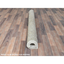 Load image into Gallery viewer, 4&#39;8&quot;x6&#39;2&quot; Ivory, Hand Knotted Vintage Persian Tabriz Cropped Thin, Distressed Look Shabby Chic Worn Wool, Oriental Rug FWR490284