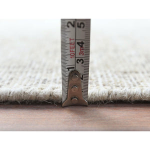 4'8"x6'2" Ivory, Hand Knotted Vintage Persian Tabriz Cropped Thin, Distressed Look Shabby Chic Worn Wool, Oriental Rug FWR490284