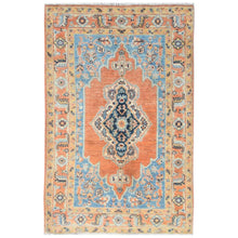 Load image into Gallery viewer, 3&#39;x4&#39;10&quot; Burnt Orange Hand Knotted Pure Wool Natural Dyes, Afghan Peshawar with Bakshaish Design Oriental Rug FWR490368