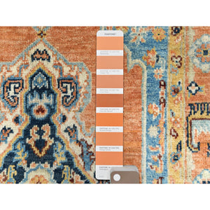 3'x4'10" Burnt Orange Hand Knotted Pure Wool Natural Dyes, Afghan Peshawar with Bakshaish Design Oriental Rug FWR490368
