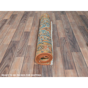 3'x4'10" Burnt Orange Hand Knotted Pure Wool Natural Dyes, Afghan Peshawar with Bakshaish Design Oriental Rug FWR490368