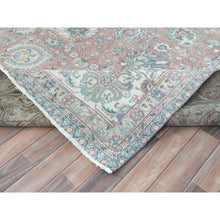 Load image into Gallery viewer, 11&#39;1&quot;x14&#39;7&quot; Faded Red Vintage Persian Tabriz with All Over Design, Worn Wool, Distressed Look, Sheared Low, Shabby Chic, Hand Knotted Oversized Oriental Rug FWR490452
