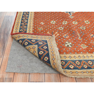 3'10"x6' Cinnamon Red, Hand Knotted, Special Kazak with Medallion Design, Organic Wool, Natural Dyes Oriental Rug FWR490596