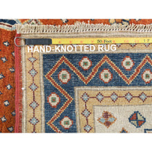 Load image into Gallery viewer, 3&#39;10&quot;x6&#39; Cinnamon Red, Hand Knotted, Special Kazak with Medallion Design, Organic Wool, Natural Dyes Oriental Rug FWR490596