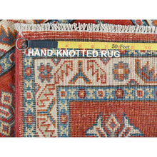 Load image into Gallery viewer, 2&#39;x3&#39;3&quot; Brick Red, Special Kazak with Geometric Medallion Design, Natural Dyes, Organic Wool, Hand Knotted Oriental Rug FWR490632