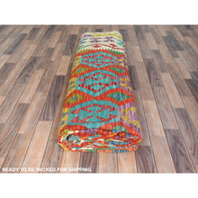 Load image into Gallery viewer, 10&#39;x16&#39; Colorful, Hand Woven Afghan Kilim with Geometric Design, Flat Weave Veggie Dyes Vibrant Wool, Reversible Oversized Oriental Rug FWR490692