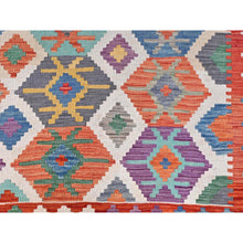 Load image into Gallery viewer, 10&#39;x16&#39;5&quot; Colorful, Veggie Dyes Pure Wool Hand Woven, Afghan Kilim with Geometric Elements Flat Weave, Reversible Oversized Oriental Rug FWR490926