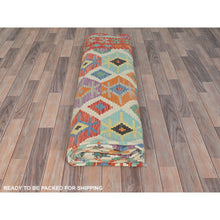 Load image into Gallery viewer, 10&#39;x16&#39;5&quot; Colorful, Veggie Dyes Pure Wool Hand Woven, Afghan Kilim with Geometric Elements Flat Weave, Reversible Oversized Oriental Rug FWR490926
