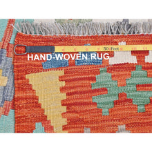 Load image into Gallery viewer, 10&#39;x16&#39;5&quot; Colorful, Veggie Dyes Pure Wool Hand Woven, Afghan Kilim with Geometric Elements Flat Weave, Reversible Oversized Oriental Rug FWR490926