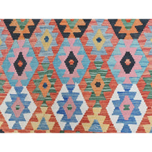 Load image into Gallery viewer, 9&#39;10&quot;x16&#39;1&quot; Colorful, Veggie Dyes Shiny Wool Hand Woven, Afghan Kilim with Geometric Pattern Flat Weave, Reversible Oversized Oriental Rug FWR490938