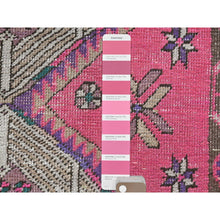 Load image into Gallery viewer, 3&#39;7&quot;x9&#39;5&quot; Hot Pink with Touches of Purple Vintage Persian Serab, Bohemian, Hand Knotted Pure Wool, Clean, Worn Down Wide Runner Oriental Rug FWR491136