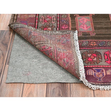 Load image into Gallery viewer, 4&#39;3&quot;x11&#39;5&quot; Chocolate Brown with Batches of Pink, Bohemian Vintage Northwest Persian, Abrash, Clean, Sheared Low, Hand Knotted Pure Wool Wide Runner Oriental Rug FWR491172