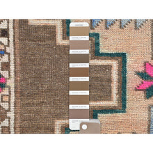 Load image into Gallery viewer, 3&#39;3&quot;x12&#39;10&quot; Hazelnut Brown Vintage Northwest Persian with Serrated Medallions, Distressed, Hand Knotted Pure Wool, Professionally Cleaned, Wide Runner Oriental Rug FWR491208
