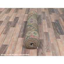 Load image into Gallery viewer, 3&#39;3&quot;x12&#39;10&quot; Hazelnut Brown Vintage Northwest Persian with Serrated Medallions, Distressed, Hand Knotted Pure Wool, Professionally Cleaned, Wide Runner Oriental Rug FWR491208