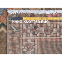Load image into Gallery viewer, 3&#39;3&quot;x12&#39;10&quot; Hazelnut Brown Vintage Northwest Persian with Serrated Medallions, Distressed, Hand Knotted Pure Wool, Professionally Cleaned, Wide Runner Oriental Rug FWR491208