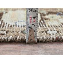 Load image into Gallery viewer, 3&#39;5&quot;x9&#39;2&quot; Beige, Hand Knotted, Vintage Persian Hamadan with Fish Mahi Herat All Over Design, Clean, Distinct Abrash, Worn Down, Pure Wool Wide Runner Oriental Rug FWR491298