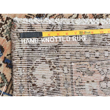 Load image into Gallery viewer, 3&#39;5&quot;x9&#39;2&quot; Beige, Hand Knotted, Vintage Persian Hamadan with Fish Mahi Herat All Over Design, Clean, Distinct Abrash, Worn Down, Pure Wool Wide Runner Oriental Rug FWR491298