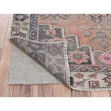 Load image into Gallery viewer, 3&#39;10&quot;x7&#39;8&quot; Light Coral with Touches of Chocolate Brown, Vintage Persian Bakhtiar, Clean, Hand Knotted Pure Wool, Distressed Oriental Rug FWR491346