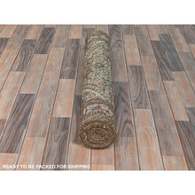 Load image into Gallery viewer, 3&#39;4&quot;x9&#39;9&quot; Beige, Bohemian Vintage Persian Hamadan with Fish Mahi Design, Professionally Cleaned, Pure Wool, Hand Knotted, Cropped Thin Wide Runner Oriental Rug FWR491400