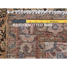 Load image into Gallery viewer, 3&#39;4&quot;x9&#39;9&quot; Beige, Bohemian Vintage Persian Hamadan with Fish Mahi Design, Professionally Cleaned, Pure Wool, Hand Knotted, Cropped Thin Wide Runner Oriental Rug FWR491400