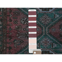 Load image into Gallery viewer, 3&#39;5&quot;x9&#39;7&quot; Light Red Overdyed Vintage Persian Hamadan with Serrated Medallions, Hand Knotted Pure Wool, Clean, Worn Down, Wide Runner Oriental Rug FWR491514
