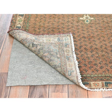 Load image into Gallery viewer, 3&#39;5&quot;x5&#39;8&quot; Honey Brown, Vintage Persian Hamadan with Small Repetitive Boteh Design and Center Medallion, Hand Knotted, Pure Wool, Cropped Thin, Clean Oriental Rug FWR491544